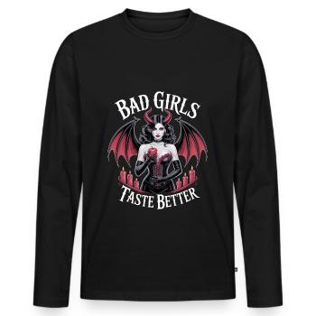 Bad Girls Taste Better! Goth Gothic Emo Baddie - Men's Premium Organic Long Sleeve Shirt - black - Front - Nico (187cm)