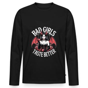 Bad Girls Taste Better! Goth Gothic Emo Baddie - Men's Premium Organic Long Sleeve Shirt - black - Front - Nico (187cm)