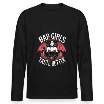 Bad Girls Taste Better! Goth Gothic Emo Baddie - Men's Premium Organic Long Sleeve Shirt - black - Front - Nico (187cm)