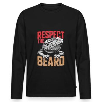 Respect the Beard! Bearded Dragon Reptile Terraristics - Men's Premium Organic Long Sleeve Shirt - black - Front - Nico (187cm)