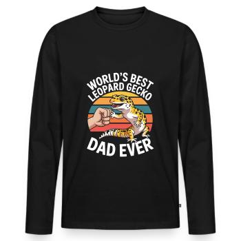 Leopard Gecko Leopard Gecko Reptile Terraristics - Men's Premium Organic Long Sleeve Shirt - black - Front - Nico (187cm)