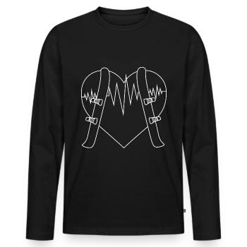 Herz - Herzschlag - Snowboard - (2) - Männer Premium Bio Langarmshirt - Schwarz - Vorne - Nico (187cm)