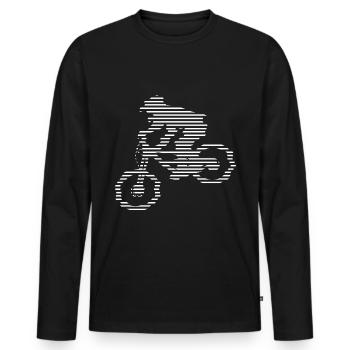 Mountain biking - (4) - Men's Premium Organic Long Sleeve Shirt - black - Front - Nico (187cm)