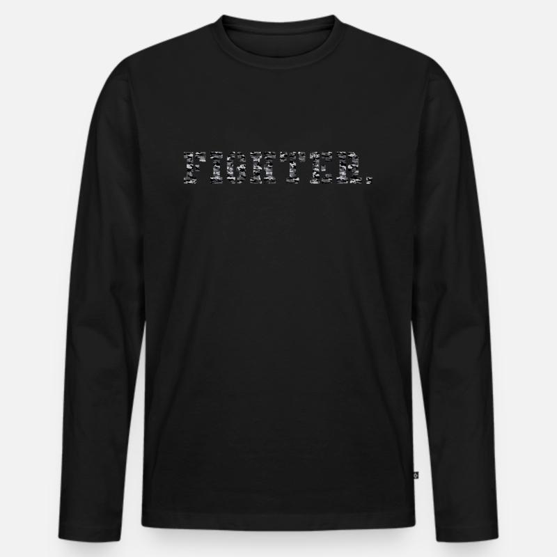 fighter. grau camouflage - Männer Premium Bio Langarmshirt - Schwarz