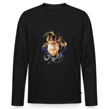 Süße Katze mit großen Augen Kater - Männer Premium Bio Langarmshirt - Schwarz - Vorne - Nico (187cm)