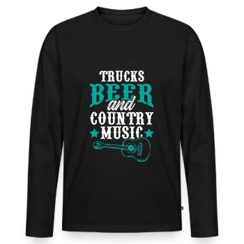 camions bière musique country - T-shirt manches longues Premium bio Homme - noir - Devant - Nico (187cm)