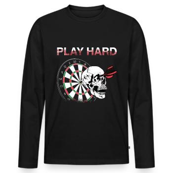 Lustig Dart Scheiben Wettkampf Darten - Männer Premium Bio Langarmshirt - Schwarz - Vorne - Nico (187cm)