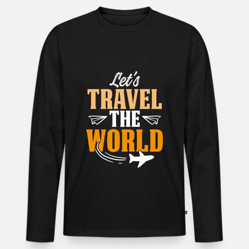 weltreise - Männer Premium Bio Langarmshirt - Schwarz