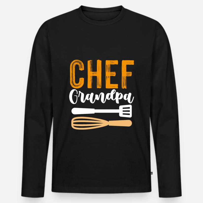 chef koch großvater - Männer Premium Bio Langarmshirt - Schwarz