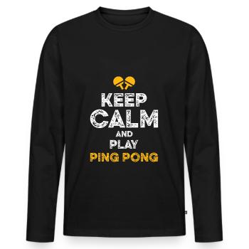 keep calm ping pong - Männer Premium Bio Langarmshirt - Schwarz - Vorne - Nico (187cm)