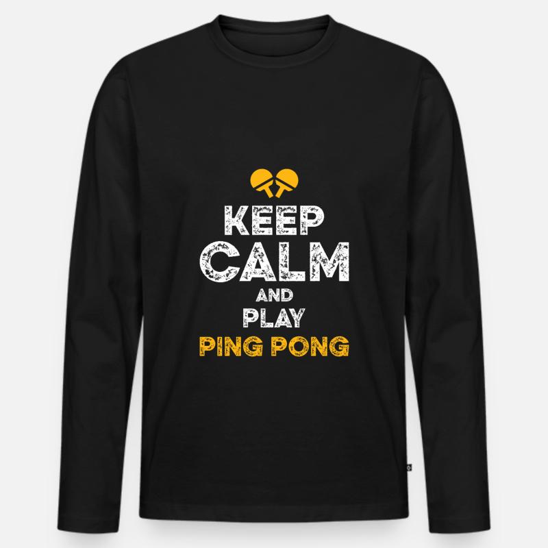 keep calm ping pong - Männer Premium Bio Langarmshirt - Schwarz