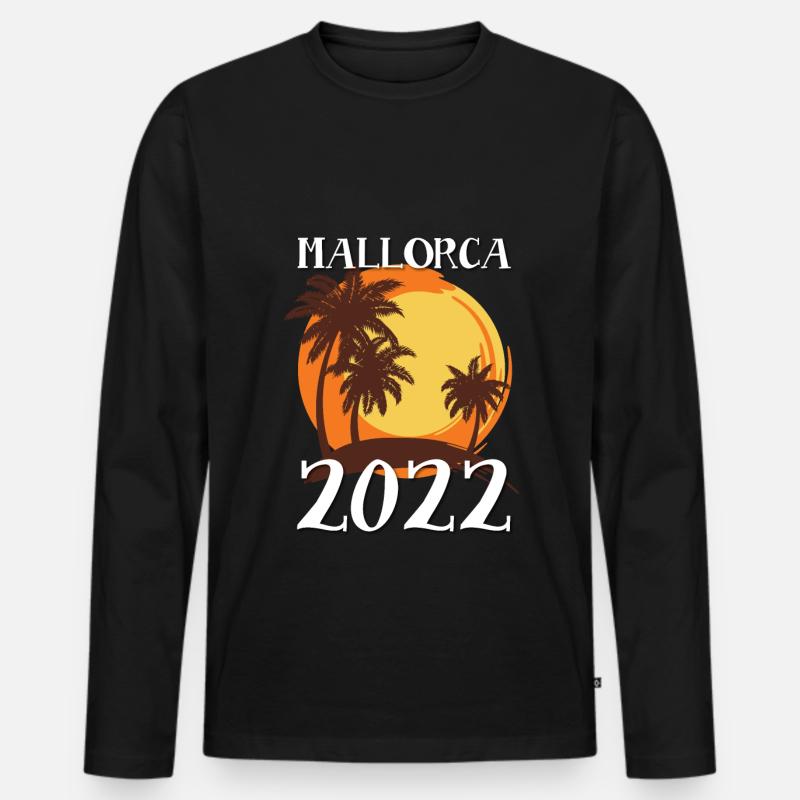 Mallorca 2022 Palmen - Männer Premium Bio Langarmshirt - Schwarz