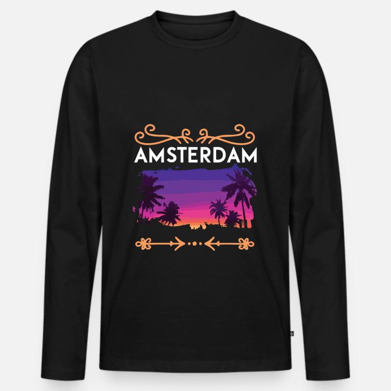 Amsterdam - Männer Premium Bio Langarmshirt - Schwarz