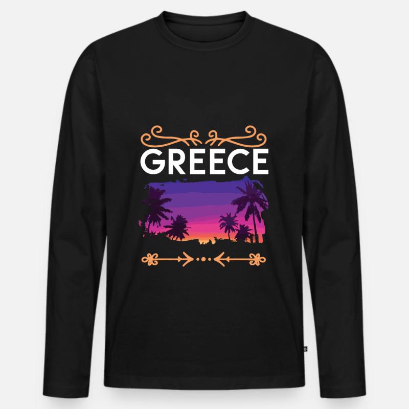 Greece - Männer Premium Bio Langarmshirt - Schwarz