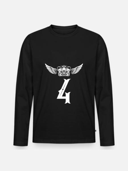 4 Number crown - Men's Premium Organic Long Sleeve Shirt - black
