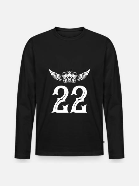 22 Number crown - Men's Premium Organic Long Sleeve Shirt - black