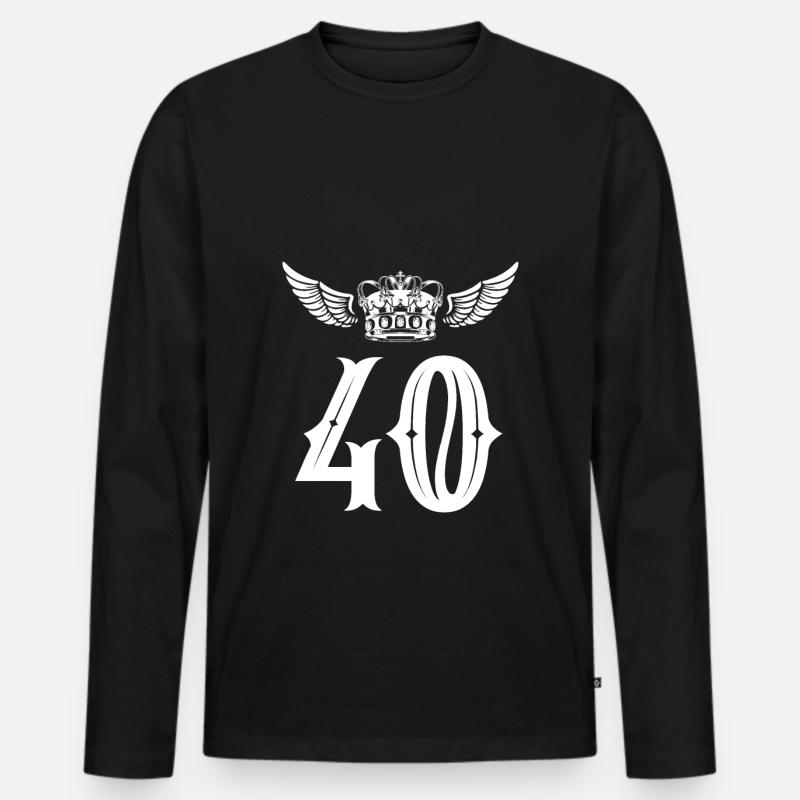 40 Zahl Krone - Männer Premium Bio Langarmshirt - Schwarz
