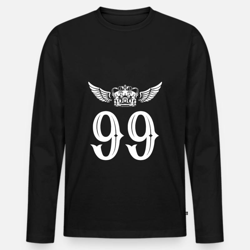 99 Zahl Krone - Männer Premium Bio Langarmshirt - Schwarz