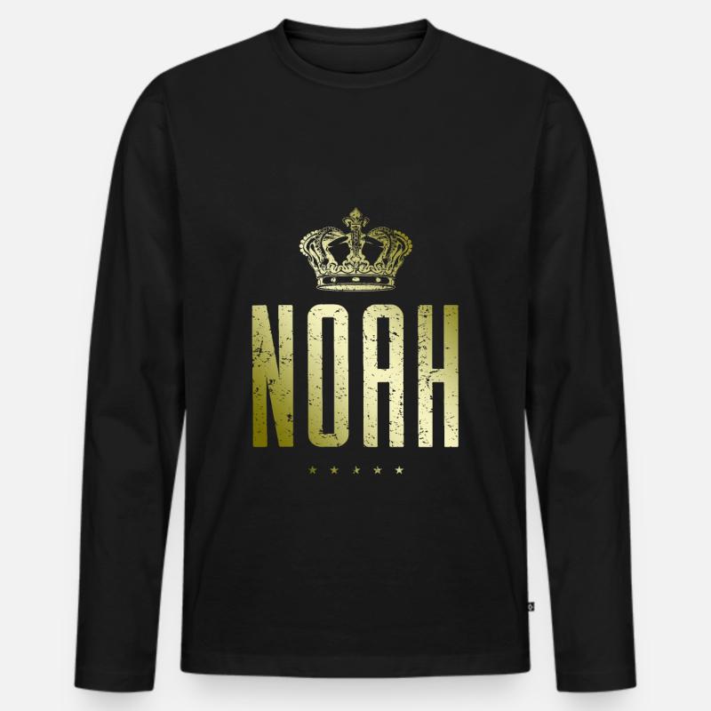 Noah - Männer Premium Bio Langarmshirt - Schwarz