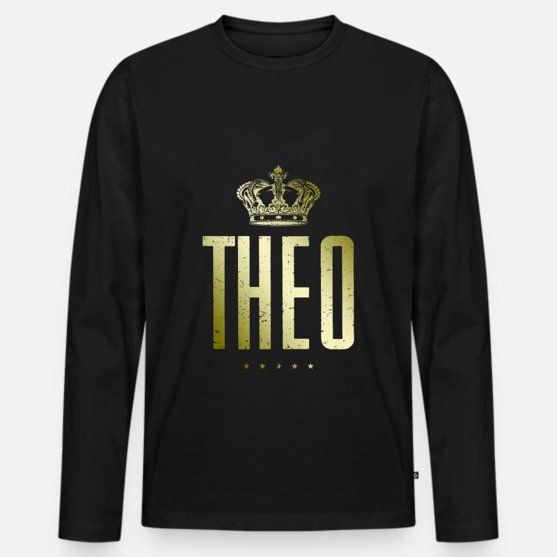 Theo - Männer Premium Bio Langarmshirt - Schwarz