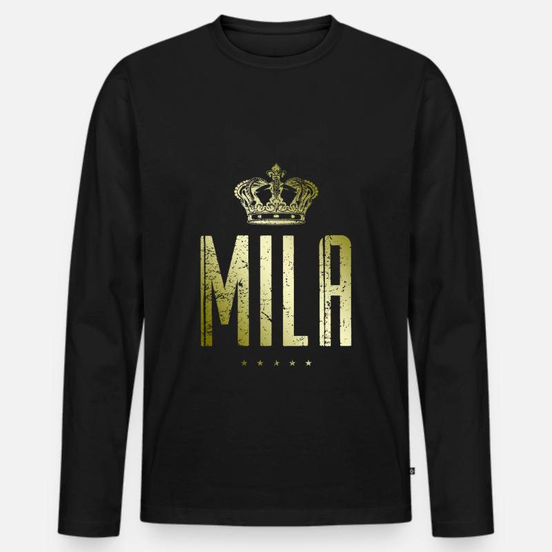 Mila - Männer Premium Bio Langarmshirt - Schwarz