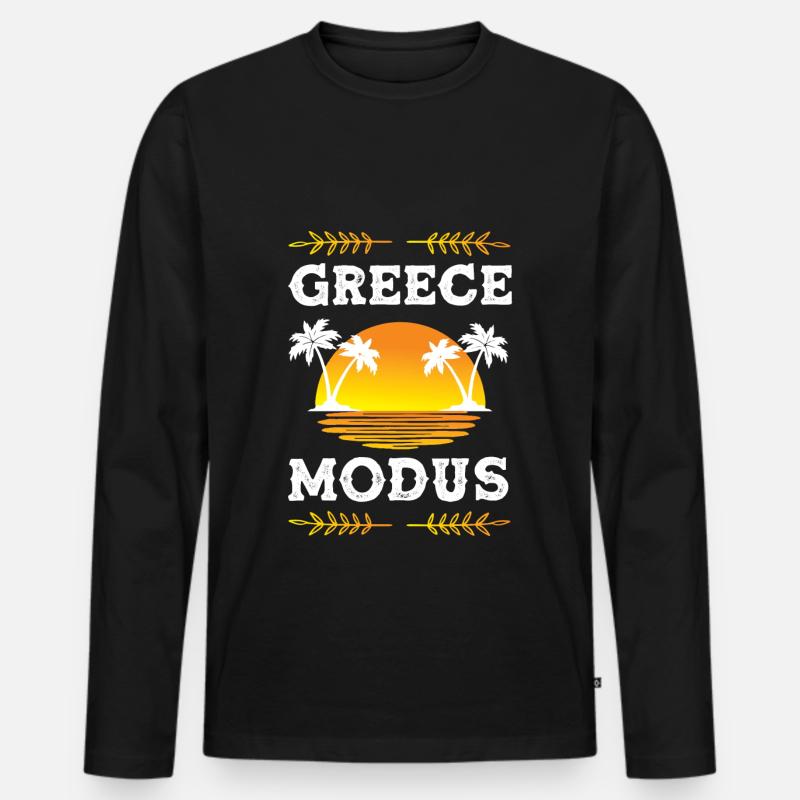 Greece Modus - Männer Premium Bio Langarmshirt - Schwarz