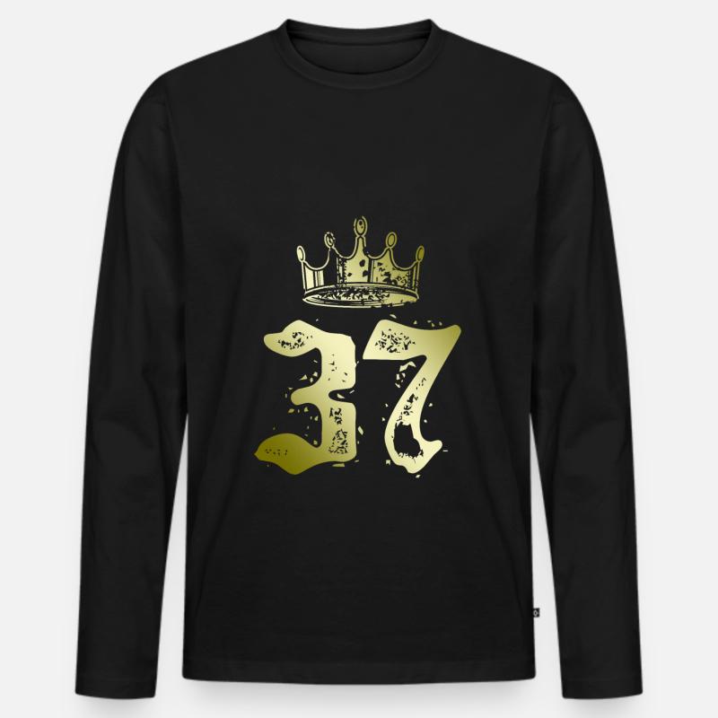 37 Zahl Krone - Männer Premium Bio Langarmshirt - Schwarz