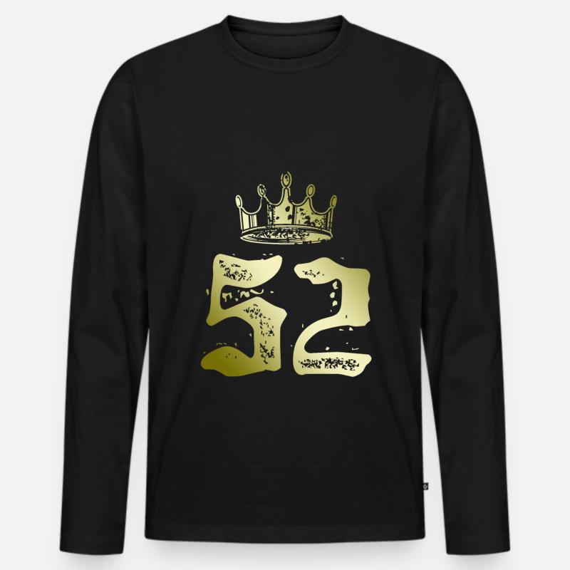 52 Zahl Krone - Männer Premium Bio Langarmshirt - Schwarz