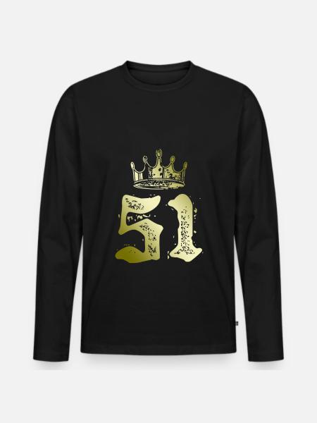 51 Zahl Krone - Männer Premium Bio Langarmshirt - Schwarz