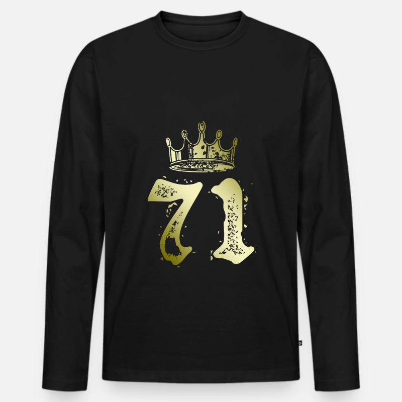 71 Zahl Krone - Männer Premium Bio Langarmshirt - Schwarz