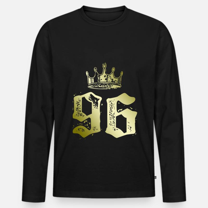 96 Zahl Krone - Männer Premium Bio Langarmshirt - Schwarz