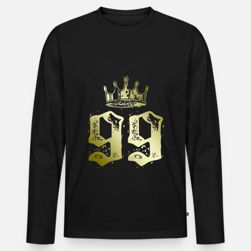 99 Zahl Krone - Männer Premium Bio Langarmshirt - Schwarz