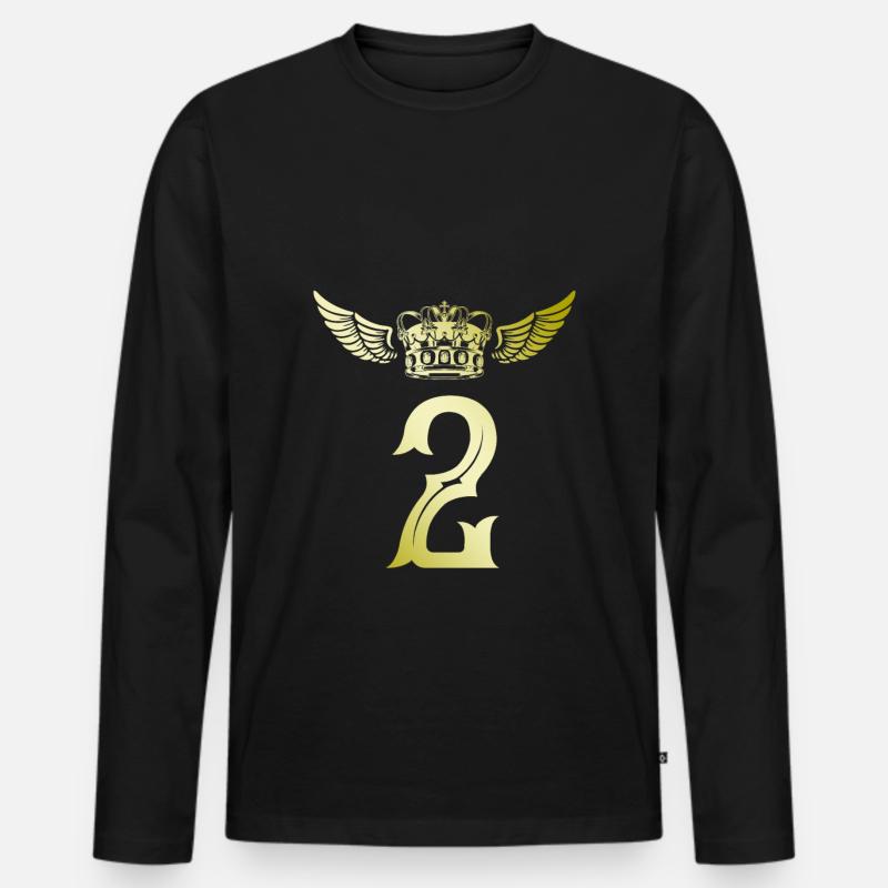2 Zahl Krone - Männer Premium Bio Langarmshirt - Schwarz