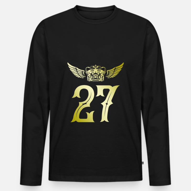 27 Zahl Krone - Männer Premium Bio Langarmshirt - Schwarz