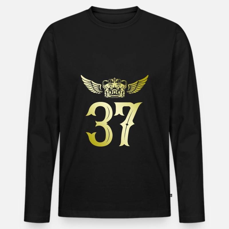 37 Zahl Krone - Männer Premium Bio Langarmshirt - Schwarz