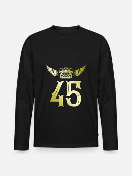 45 Number crown - Men's Premium Organic Long Sleeve Shirt - black