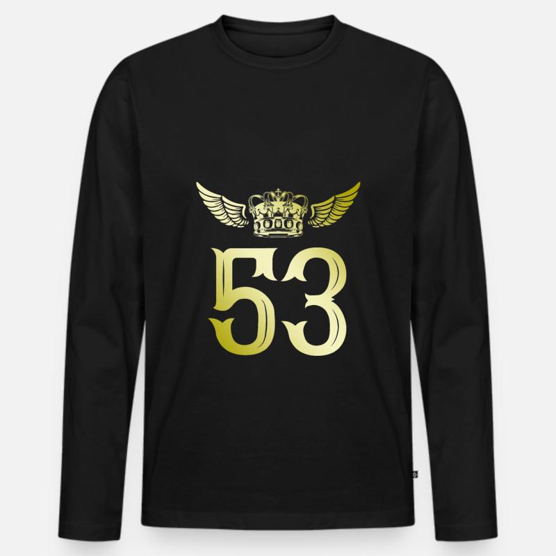 53 Zahl Krone - Männer Premium Bio Langarmshirt - Schwarz