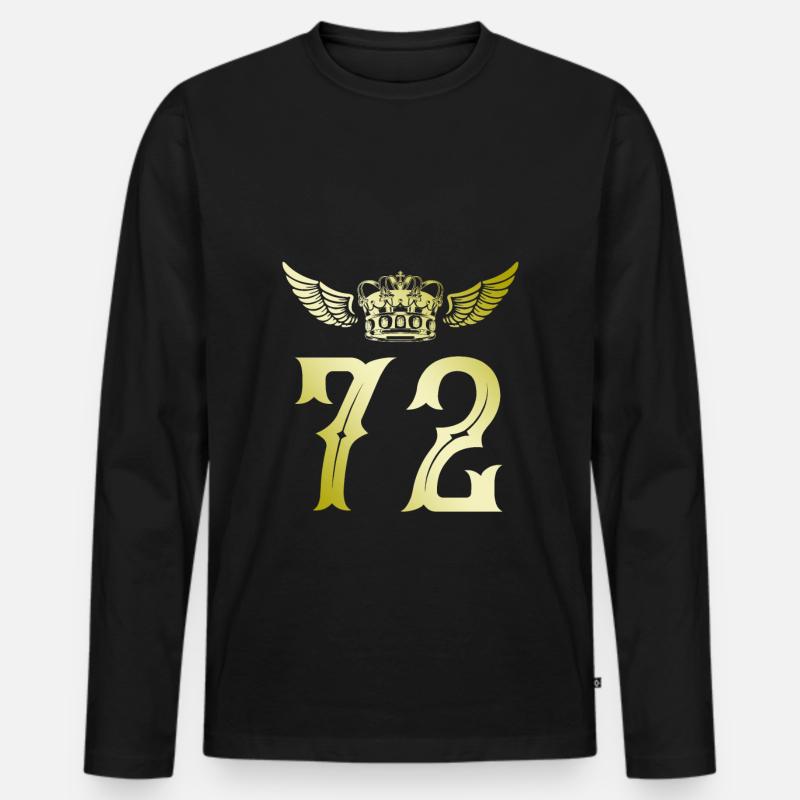 72 Zahl Krone - Männer Premium Bio Langarmshirt - Schwarz