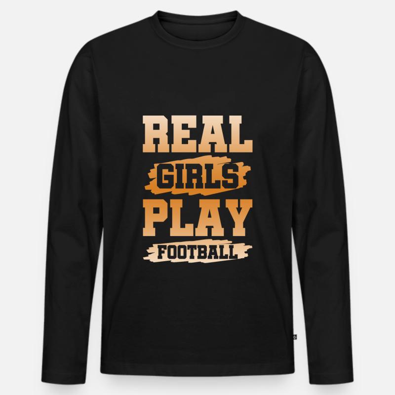 echte mädchen football - Männer Premium Bio Langarmshirt - Schwarz