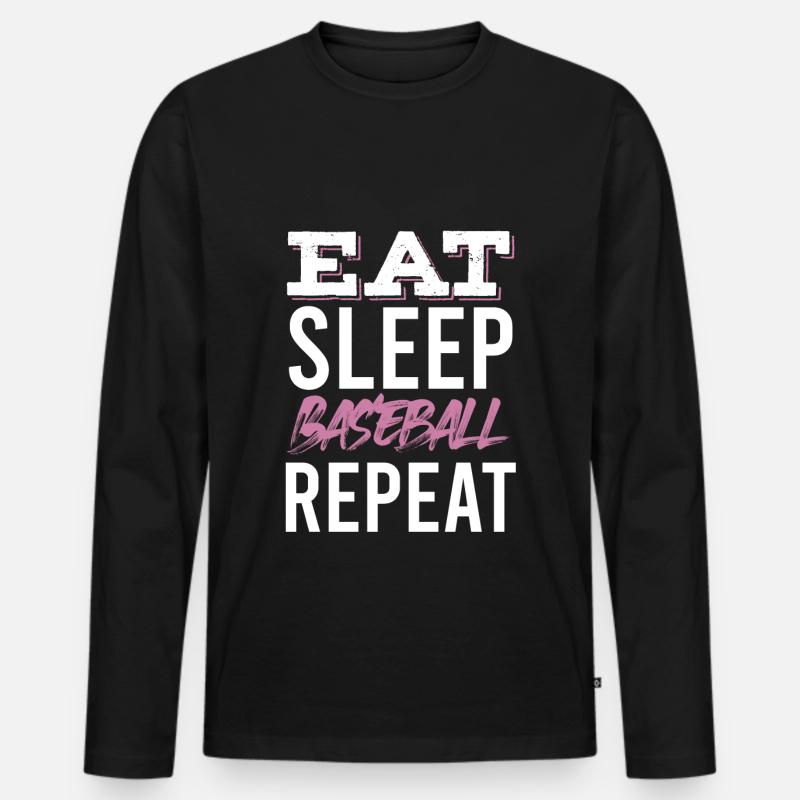 eat sleep baseball repeat - Männer Premium Bio Langarmshirt - Schwarz