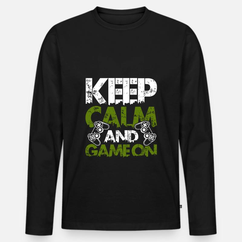 keep calm gamer - Männer Premium Bio Langarmshirt - Schwarz