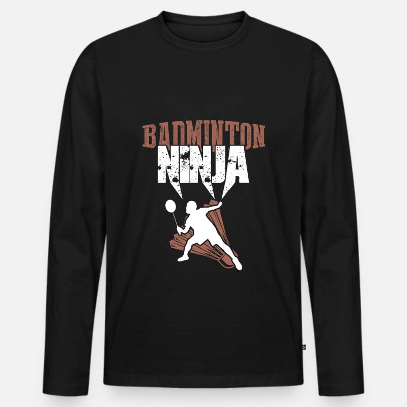 badminton ninja - Männer Premium Bio Langarmshirt - Schwarz