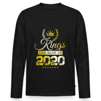 les rois naissent en 2020 - T-shirt manches longues Premium bio Homme - noir - Devant - Nico (187cm)