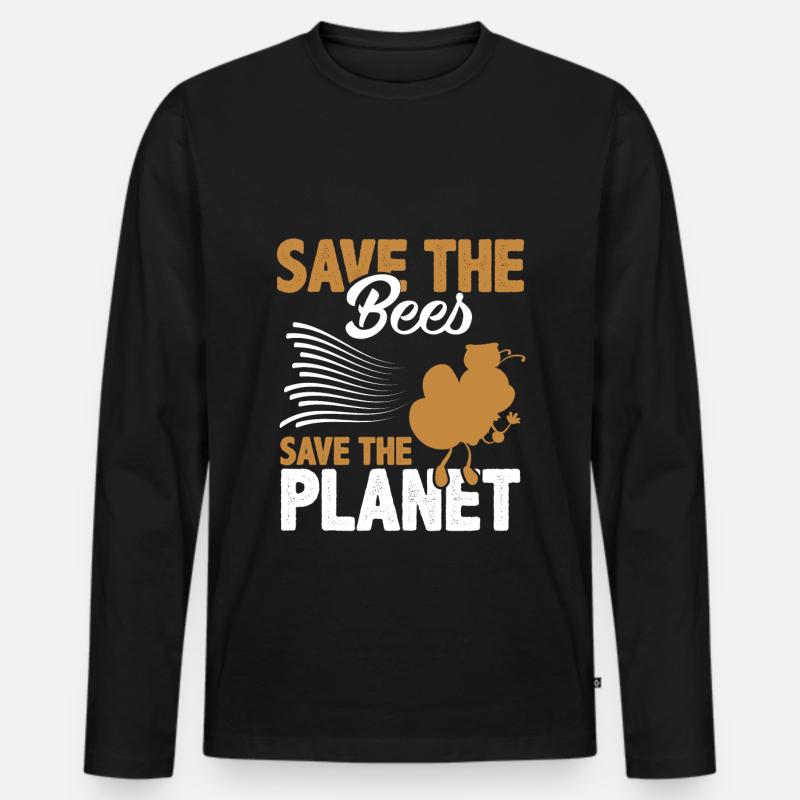 bienen schutz umweltschutz - Männer Premium Bio Langarmshirt - Schwarz