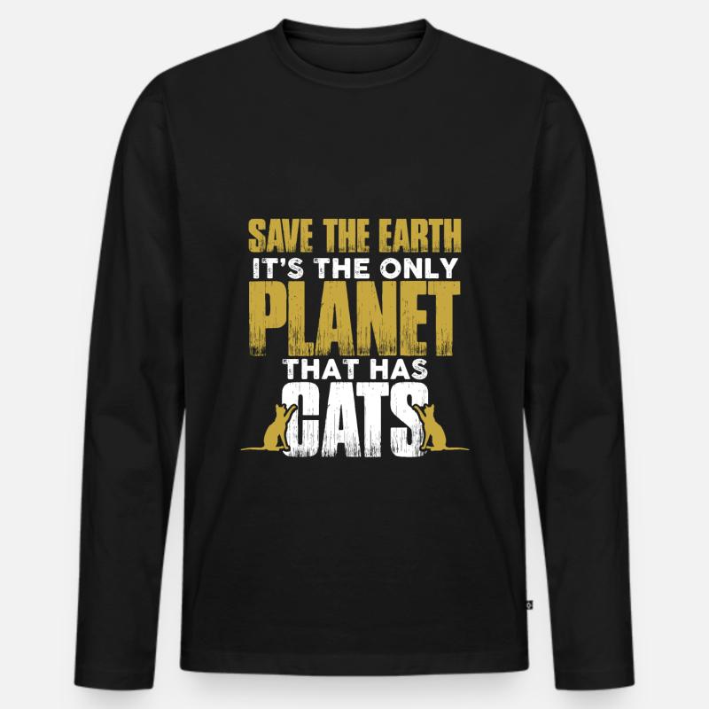 planet schutz katzen - Männer Premium Bio Langarmshirt - Schwarz