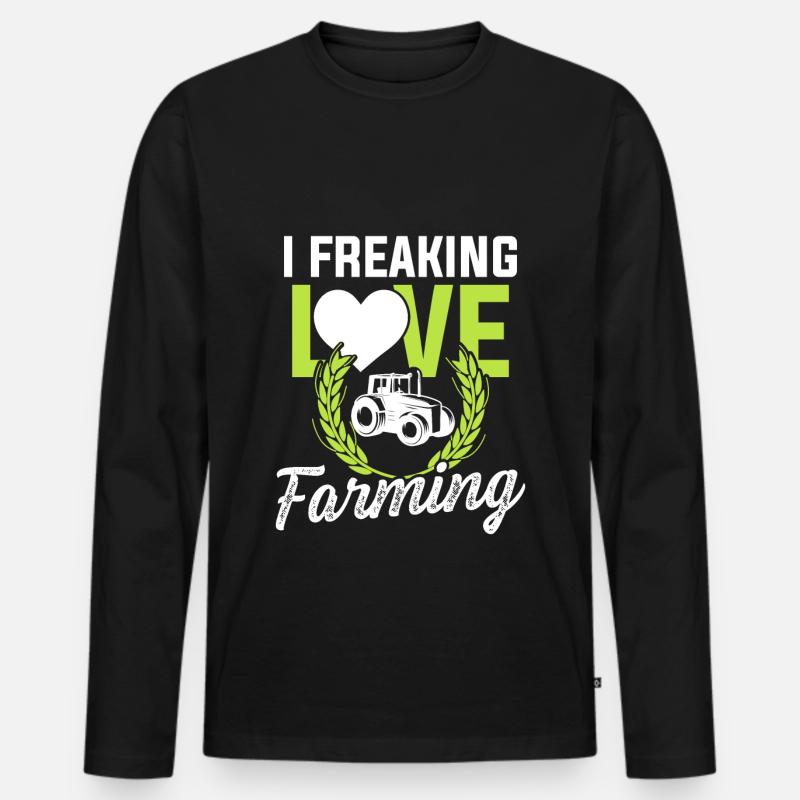 ich liebe farming - Männer Premium Bio Langarmshirt - Schwarz