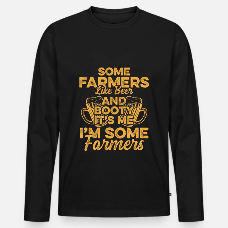 Farmer bier - Männer Premium Bio Langarmshirt - Schwarz