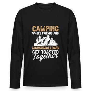 camping marshmallows - Men's Premium Organic Long Sleeve Shirt - black - Front - Nico (187cm)