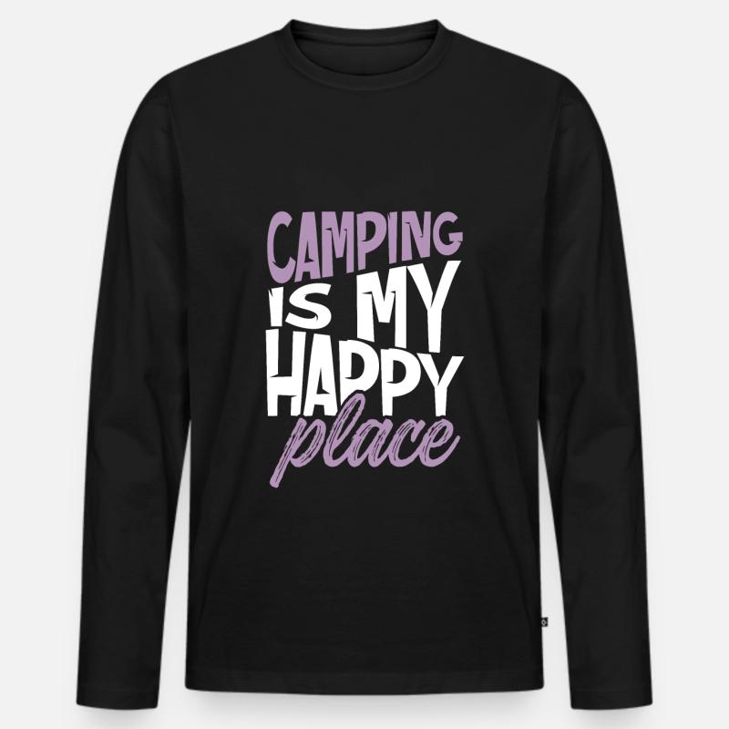 camping happy place - Männer Premium Bio Langarmshirt - Schwarz