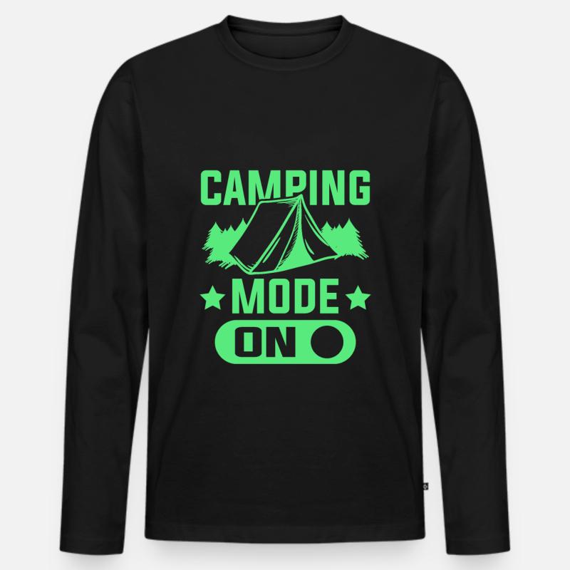 camping mode - Männer Premium Bio Langarmshirt - Schwarz